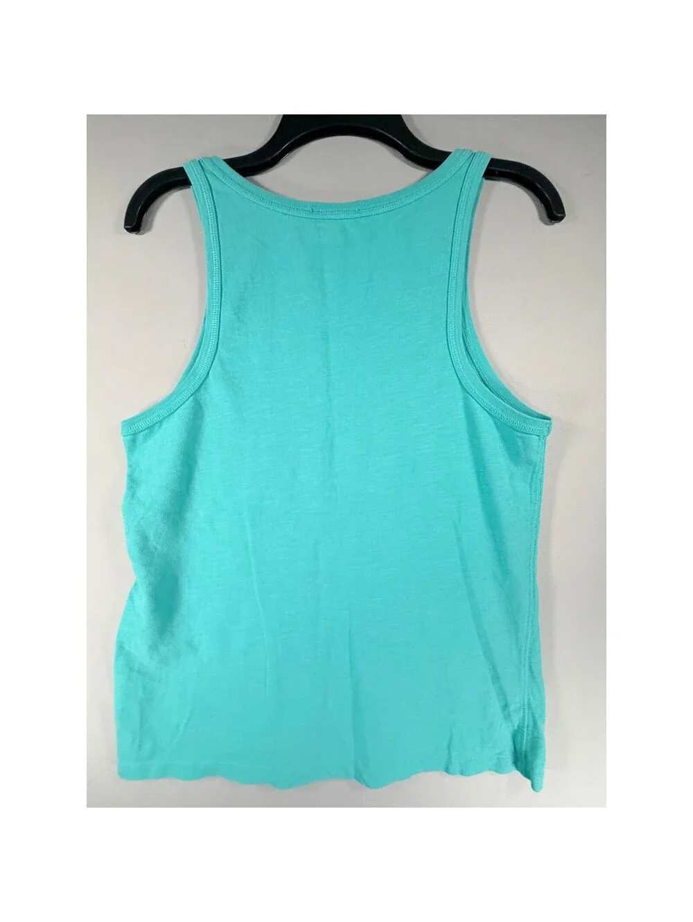 J.Crew Womens High Neck Tank Top Teal Turquoise Blue 100% Cotton Slub Size L